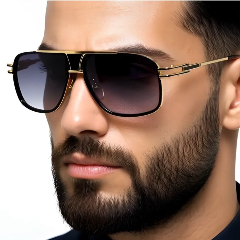 Men's Sunglasses Classic Gazelle Swag Square Gold Metal UV400‎ Protection Lentes